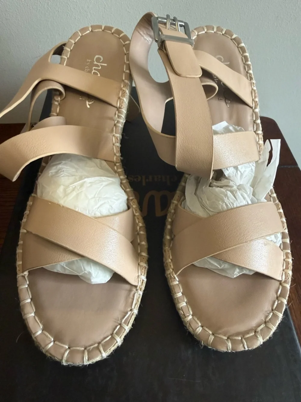 Charles‎ by Charles David Norway wedge sandals nude NEW